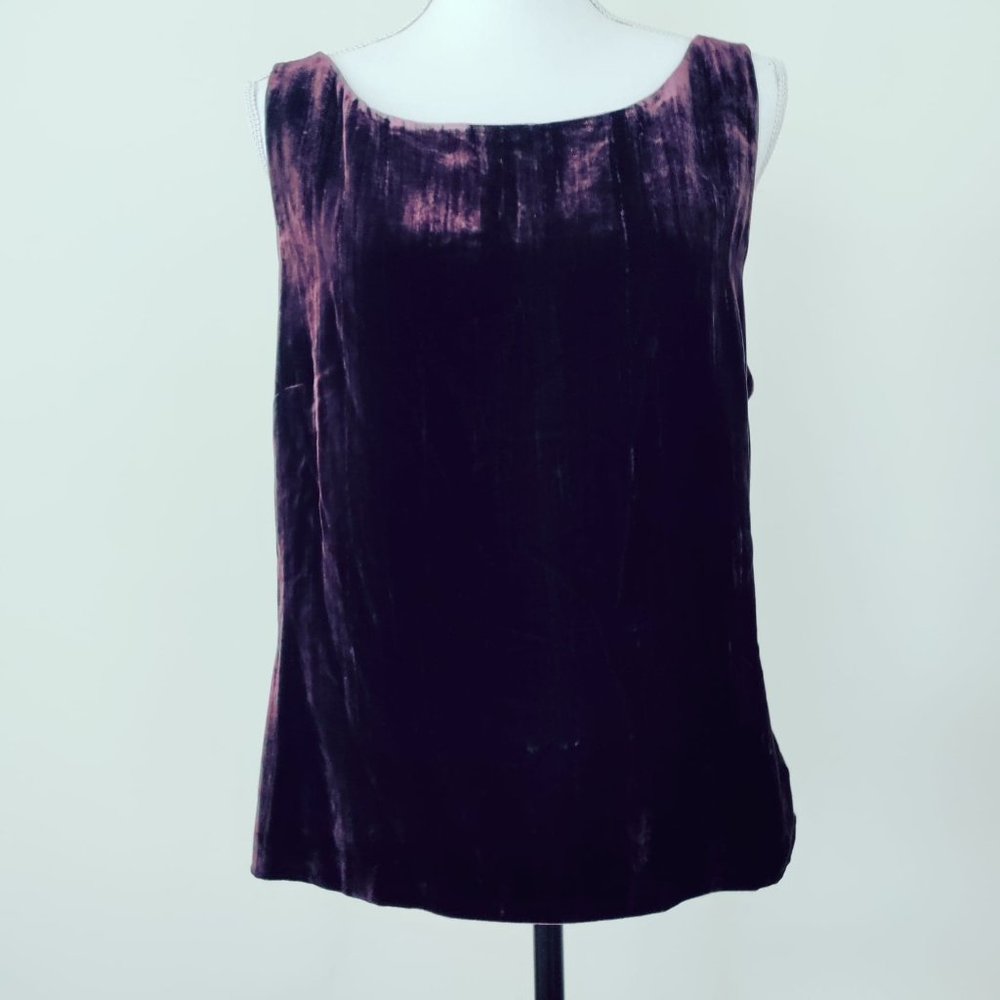 Chaus lined crushed velvet merlot tank size XL